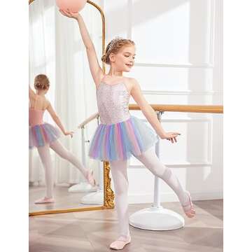 Zaclotre Girls Strap Ballet Leotards Tutu Dress Sparkly Sequin Skirted Leotard Ballerina Outfit Dance Costume for Kids