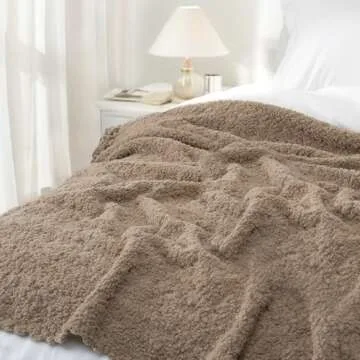 LONG CREATE Throw Blanket for Couch, Taupe Tan Luxury Knitted Throws 50"x60", Textured Blankets with Handmade Fringe Tassels for Bed Sofa Decorative, Chunky Soft Farmhouse Boho Home Decor