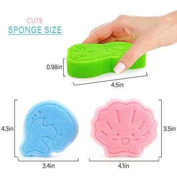 DANCELF Baby Bath Sponge, Natural Cute Shapes Soft Shower Sponges for Bathing, Bathtub Foam for Infa...