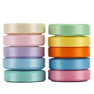 MEEDEE Rainbow Satin Ribbon Set - 50 Yards for Crafts