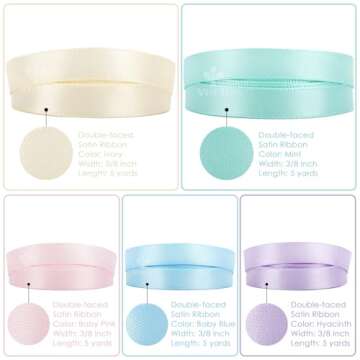 MEEDEE Rainbow Satin Ribbon Set - 50 Yards for Crafts