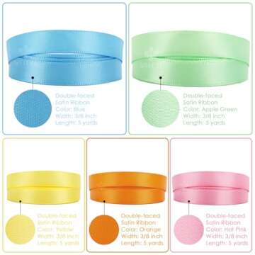 MEEDEE Rainbow Satin Ribbon Set - 50 Yards for Crafts