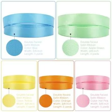 MEEDEE Rainbow Satin Ribbon Set - 50 Yards for Crafts