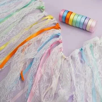 MEEDEE Rainbow Satin Ribbon Set - 50 Yards for Crafts