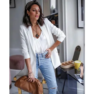 The Drop Women's Blake Long Blazer in Ivory - Stylish & Comfortable