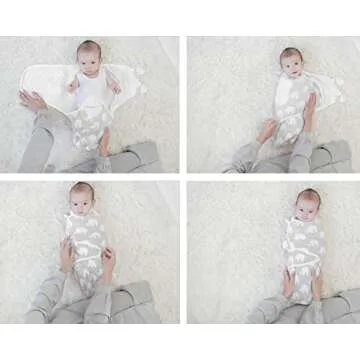BaeBae Goods Swaddle Blanket Set – Soft Adjustable Baby Wraps (0-3 Months) - Grey Elephants