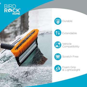 Snow MOOver 39" Extendable Snow Brush with Detachable Shovel & Ice Scraper | 11" Wide Squeegee & Bri...