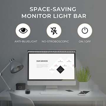 MELIFO Monitor Light Bar with Mechanical Switch＆Wireless Remote Dual Control,Computer Light with Stepless Dimming,No Screen Glare Monitor Lamp with USB Powered for Home and Office