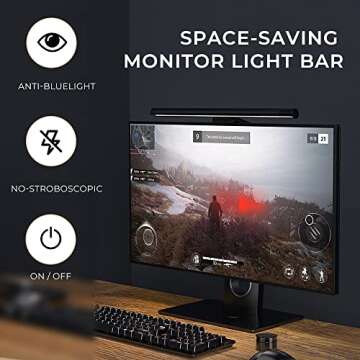 MELIFO Monitor Light Bar with Mechanical Switch＆Wireless Remote Dual Control,Computer Light with Stepless Dimming,No Screen Glare Monitor Lamp with USB Powered for Home and Office