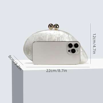 UMREN Seashell Chain Shoulder Bag for Women Acrylic Evening Clutch Bag Glitter Marble Purse Handbag ...