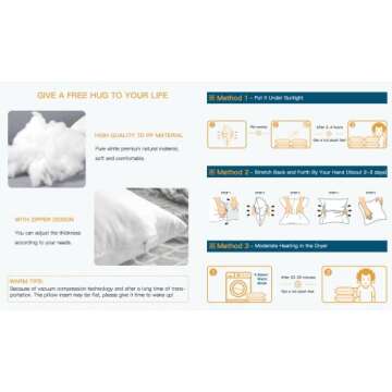 OTOSTAR Throw Pillow Inserts 16 x 16 Set of 4 Outdoor Waterproof Decorative Pillow Inserts Square Pi...