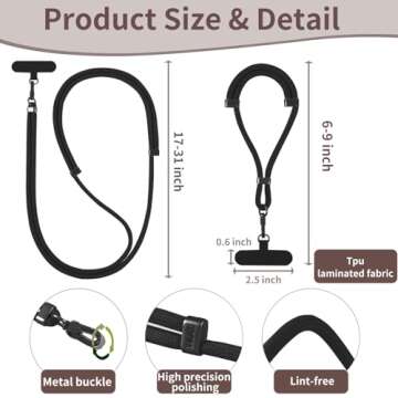 VVAAGG Cell Phone Lanyard for iPhone - Crossbody Phone Strap and Wrist Strap Kit, Cellphone Lanyard for Most iPhone and Android Smartphones
