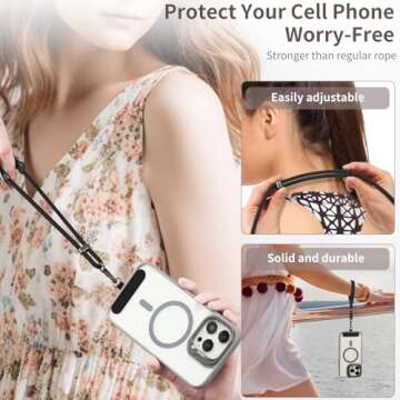 VVAAGG Cell Phone Lanyard for iPhone - Crossbody Phone Strap and Wrist Strap Kit, Cellphone Lanyard for Most iPhone and Android Smartphones