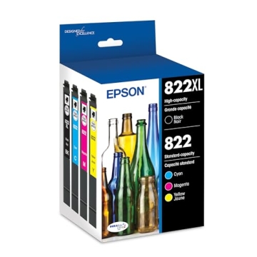 EPSON 822 DURABrite Ultra Ink Combo Pack - High Capacity & Vibrant Colors