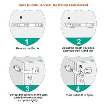 Vmaisi Multi-Use Baby Proofing Cabinet Locks - 6 Pack