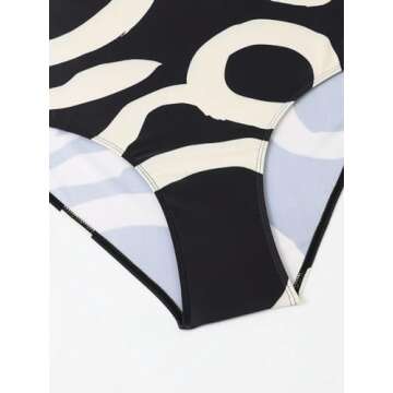 Floerns Plus Size One Shoulder Bikini Set in Black Multi