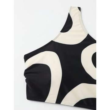 Floerns Plus Size One Shoulder Bikini Set in Black Multi