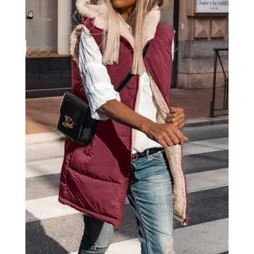 BTFBM Stylish Fall Long Puffer Vest for Women
