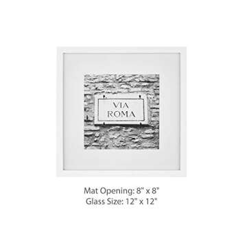 Gallery Perfect - 12-Piece White Square Photo Frame - Set with Hanging Template - Wall Gallery Kit - 16.5"x10.2"x16.7" - Square Wall Mount - Complete Set - Galley Wall - Picture Frame Set