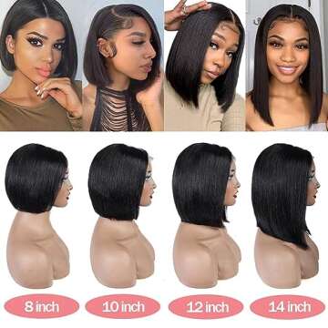 Straight Bob Wig Human Hair 13x4 Frontal Lace Bob Wigs for Black Women 12 Inch HD Transparent Lace Front Wigs Human Hair Pre Plucked Glueless 150% Density Natural Color