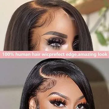 Straight Bob Wig Human Hair 13x4 Frontal Lace Bob Wigs for Black Women 12 Inch HD Transparent Lace Front Wigs Human Hair Pre Plucked Glueless 150% Density Natural Color