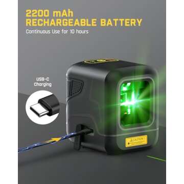 Fanttik D2 Laser Level, 100 ft Self-Leveling Green Cross Line Laser, USB-C Rechargeable, Rotatable 3...