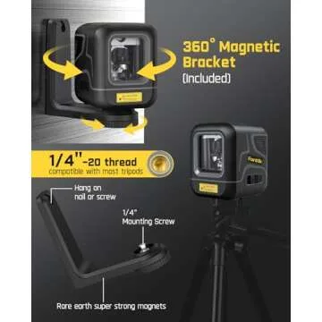 Fanttik D2 Laser Level, 100 ft Self-Leveling Green Cross Line Laser, USB-C Rechargeable, Rotatable 360 Degree, Pulse Mode, Magnetic Bracket, Carrying Pouch, for Picture Hanging and Home DIY - Black