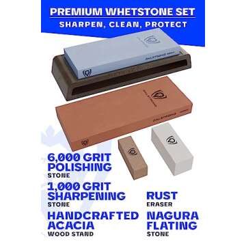 Dalstrong Premium Whetstone Kit - #1000/#6000 Knife Sharpening Kit - Extra Large Grit Stones - Top-G...