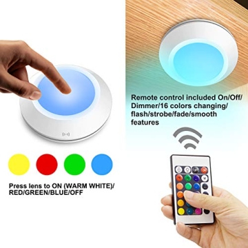 HONWELL Remote Controlled Push Lights - 16 Color Puck Light