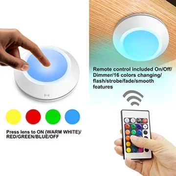 HONWELL Remote Controlled Push Lights - 16 Color Puck Light