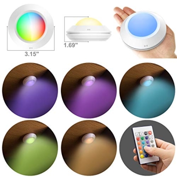 HONWELL Remote Controlled Push Lights - 16 Color Puck Light