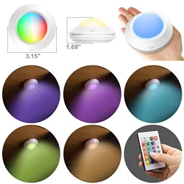 HONWELL Remote Controlled Push Lights - 16 Color Puck Light