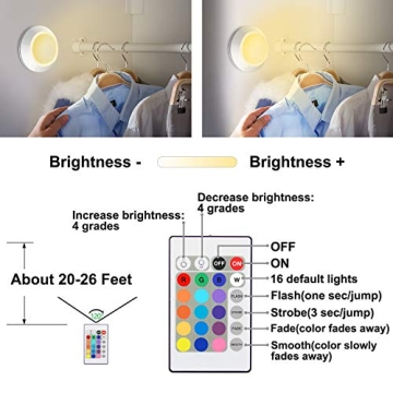 HONWELL Remote Controlled Push Lights - 16 Color Puck Light