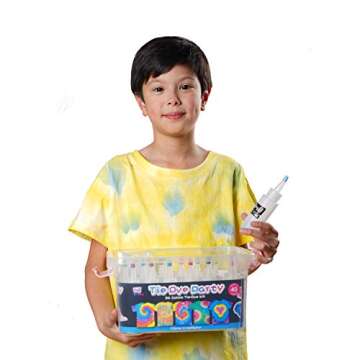 Tie Dye Kit for Kids and Adults, 24 Colors for DIY Fabric Dye Projects. 172 Pack Party Tie Dye Supplies with Aprons, Gloves, Rubber Bands and Table Covers(Blue)