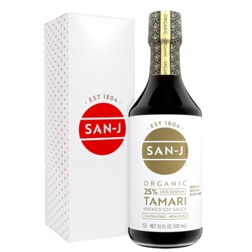 San-J Organic Gluten Free Tamari Soy Sauce - 20 oz Bottle - 25% Less Sodium