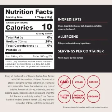 San-J Organic Gluten Free Tamari Soy Sauce with Less Sodium