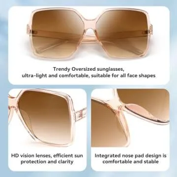 Dollger Oversized Square Sunglasses - Trendy UV Protection