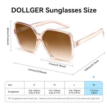 Dollger Oversized Square Sunglasses - Trendy UV Protection