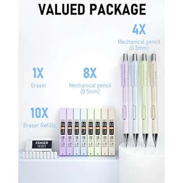 Nicpro 4PCS Pastel Mechanical Pencil 0.5mm, Cute Fast Click Mechanical Pencils Set with 100PCS HB Le...