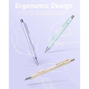 Nicpro 4PCS Pastel Mechanical Pencil 0.5mm, Cute Fast Click Mechanical Pencils Set with 100PCS HB Lead Refills, Erasers and Eraser Refills, Aesthetic Mechanical Pencils for Writing, Drawing, Sketching