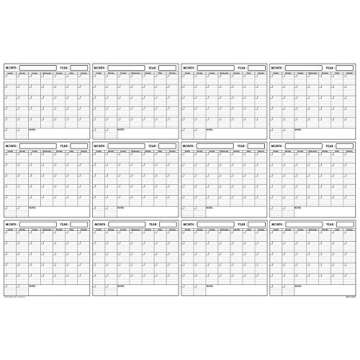 SwiftGlimpse 36x48 Large Jumbo Oversized Erasable Laminated Blank Annual Yearly Wall Calendar Poster...