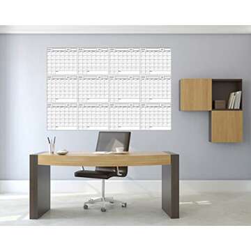 SwiftGlimpse 36x48 Large Jumbo Oversized Erasable Laminated Blank Annual Yearly Wall Calendar Poster, 12 Months, Reusable for Office, Academic, Home