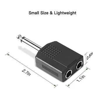 Jelanry 1/4" 6.35mm Stereo Plug Male to Dual 1/4" 6.35mm Jack Female Splitter Adapter, Dual 6.5mm Jack Adapter Audio Y Cable Splitter for Guitar, Microphone, Amplifier TAA Compliant Black 2Pack