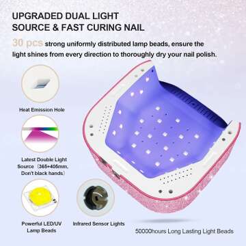 54W Cordless UV Nail Lamp for Gel Nail Polish