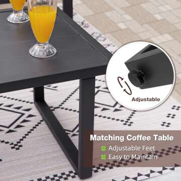 COMLAX FIELD Patio Furniture Set, 4 Pieces Outdoor Patio Furniture with Coffee Table Set, Metal Patio Conversation Sets with Washable and High-Resiliency Sponge Cushions, Beige