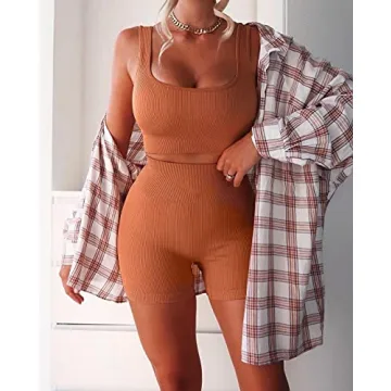 Fatty Tiger Two Piece Ribbed Crop Top and Shorts Set