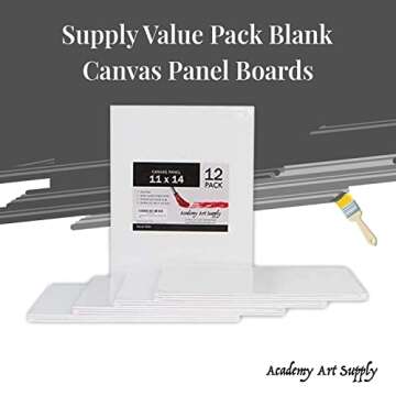 Academy Art Supply Canvases Panels 11 x 14 inch - 100% Cotton Artist Blank Canvas Board for Painting...