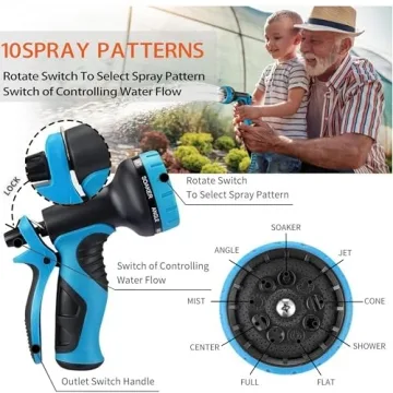 50 ft Expandable Garden Hose with 10 Spray Patterns