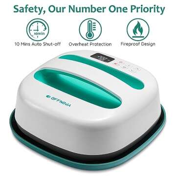 OFFNOVA Heat Press Machine, Portable Easy Heat Press 9"x9" Iron-on Press for HTV Vinyl and Heat Transfer Sublimation Fort-Shirts, Hats, DIY Projects, Mint