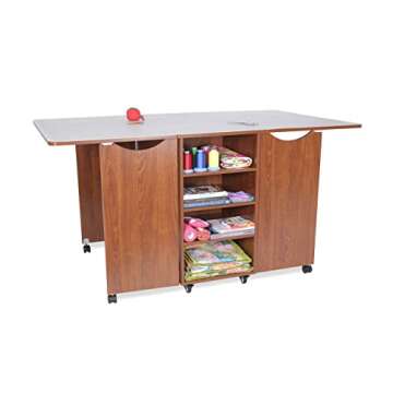 Arrow Sewing Sewing Furniture Kookaburra Cutting Table, Model K3451, Cutting, Quilting, Art and Crafting Table with Storage, Ash White Finish